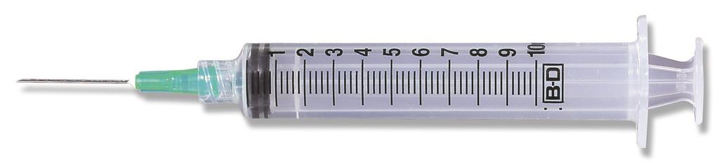 10 mL BD Luer-Lok™ Syringe with attached needle 21 G x 1 in., 100/EA 400/CS