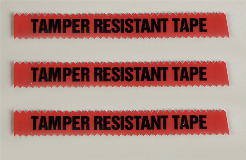 Tamper Resistant Tape, Red, 108'L x 1/2"H, 2 rolls/EA