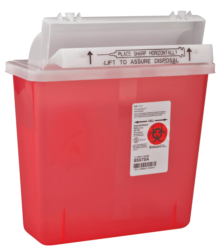 Safety In Room Sharps Container, Counterbalance Lid, Transparent Red, 5 Quart, 1/EA, 20/CS