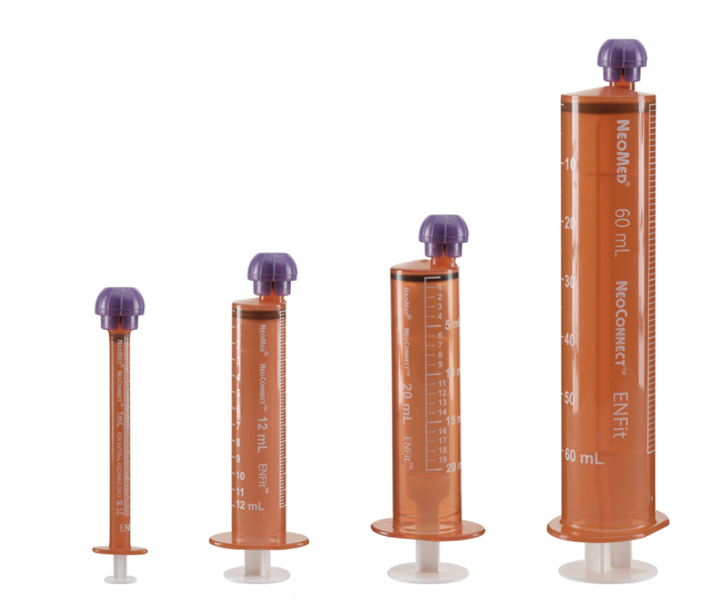 NeoMed ENFit Amber Syringe with White Markings, 1 mL, Case of 500