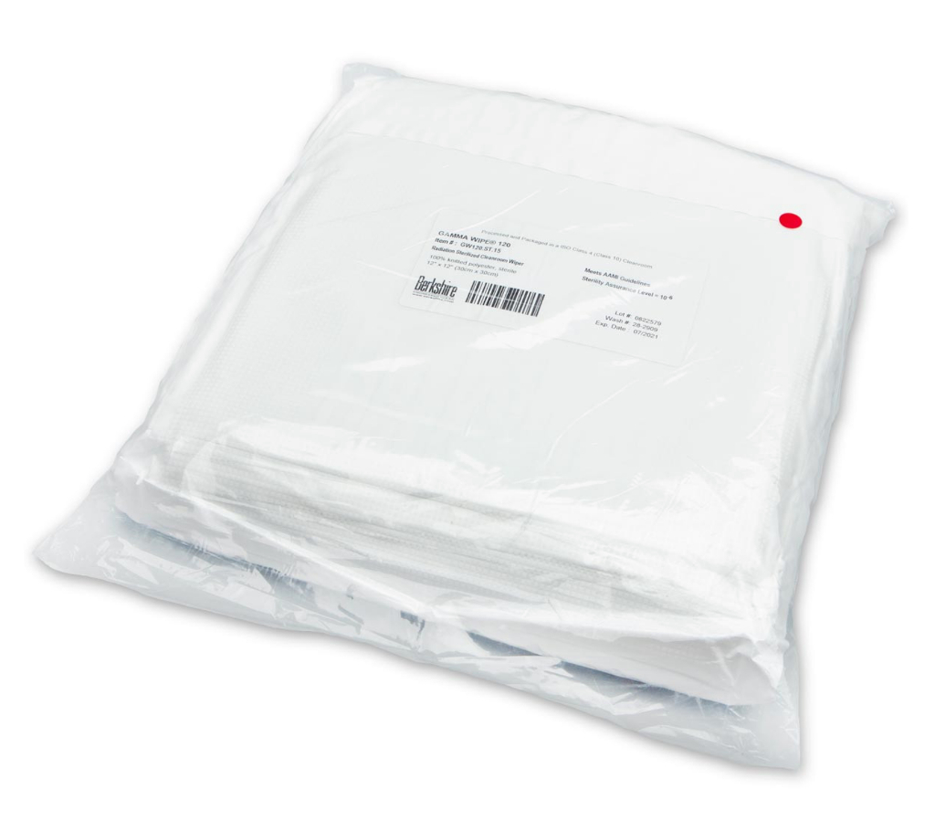 Gamma Wipe, 120 Sterile Knitted Wiper, Gamma Irradiated, 100% Continuous Filament Polyester, 12"x12"