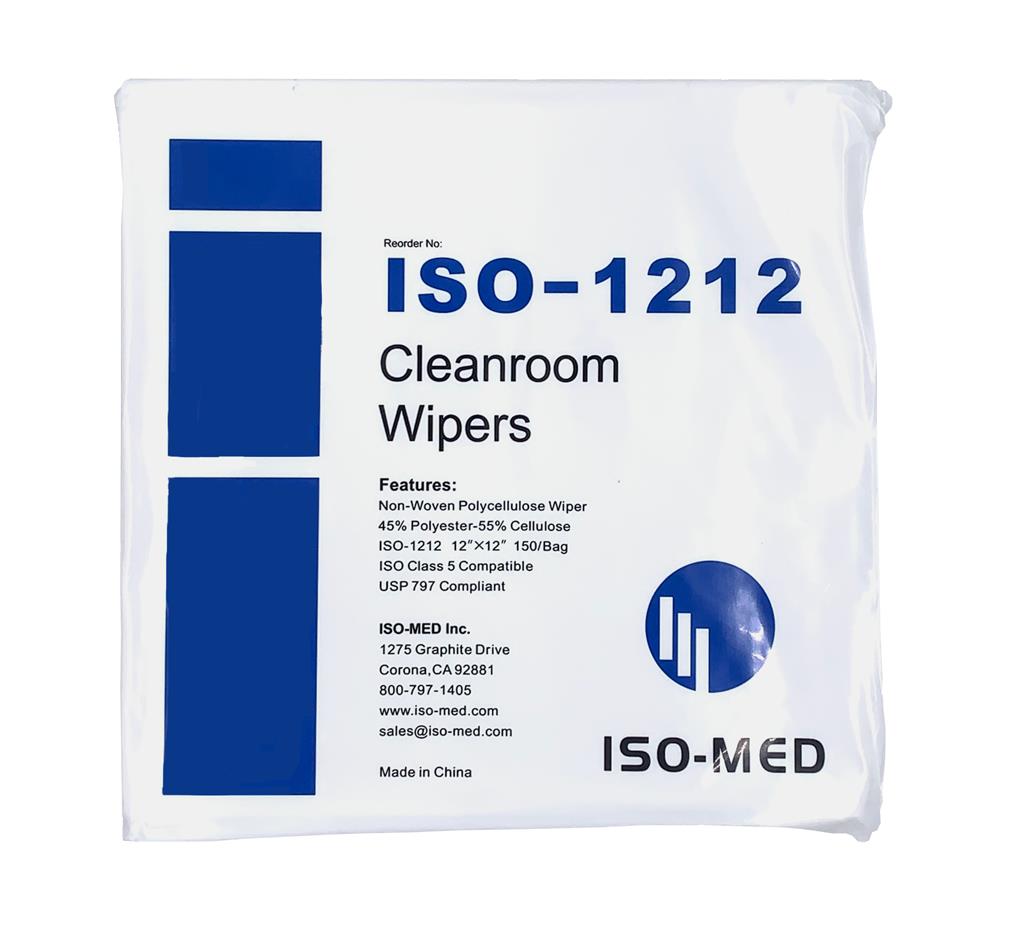 Cleanroom Wipe 12" x 12" Non-Woven Polycellulose Wiper, 50% Poly - 50% Cellulose , Double Bagged 150