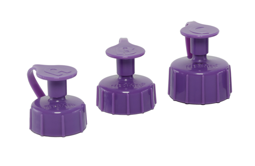 NeoMed ENFit Pharmacy Cap, Non-Sterile, Purple, Size A (18 mm), 25 per Dispenser