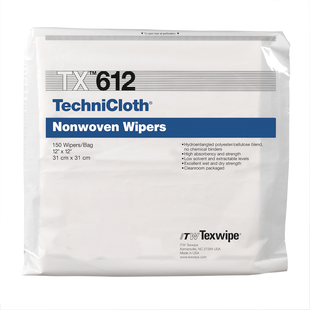 TechniCloth 12" x 12" (31 cm x 31 cm)non woven cellelose/polyester-blend wipers 150 wipes/bag, 10 ba