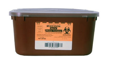 Sharps Container McKesson 2-Piece 5 H X 10 W X 7 D Inch 1 Gallon Red Horizontal Entry Lid 1/EA 24/CS