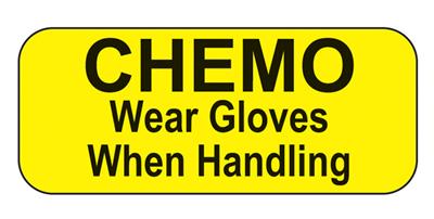  Chemo Wear Gloves When Handling Labels, Yellow with Black Text, 1,000/EA