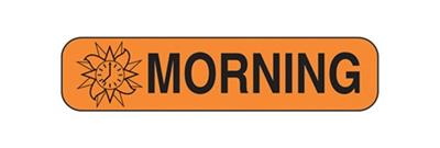 "Morning" Auxillary Labels, Orange With Black Text