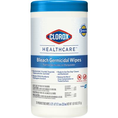 Clorox Healthcare Germicidal with Bleach Cleaning Wipes, 70/EA, 420/CS
