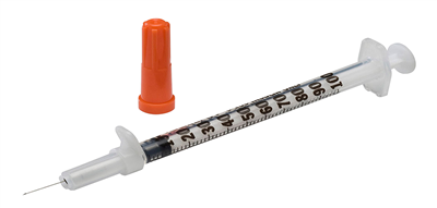 Insulin Syringe with Needle Magellan 1mL 29 Gauge 1/2 Inch Attached Needle Sliding Safety Needle