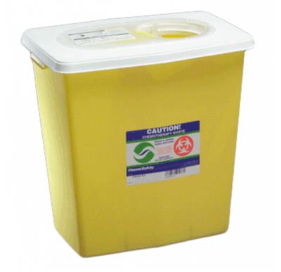 Chemical Waste Receptacle Chemosafety 12 Gallon Yellow Sliding Lid 10/case