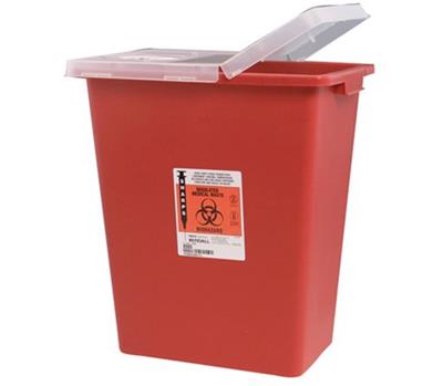 Multi Purpose Sharps Container Biomax 1-Piece 26H X 18.25W X 12.75D Inch 18 Gallon Red Hinged Lid 5/