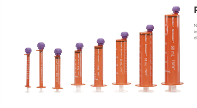 Sterile 1ml Pharmacy Syringe, ENFit, Individually Packaged,(Amber Barrel White Gradient Markings)