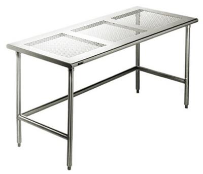 Cleanroom Table with 14/304 Stainless Steel Electropolished  Perforated Top, Rolled Edge Front & Bac