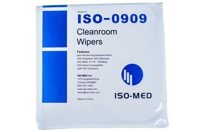 Cleanroom Wipe 9" x 9" Non-Woven Polycel Wiper, 50% Poly, 50% Cellulose , Non-Sterile 300/bg, 10bg/c