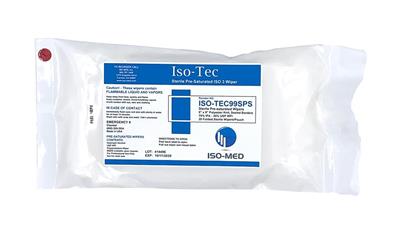 ISO-TEC Sterile Pre-Saturated wiper, 9" x 9", Polyester Knit with Sealed Borders 20 wipes per pouch,