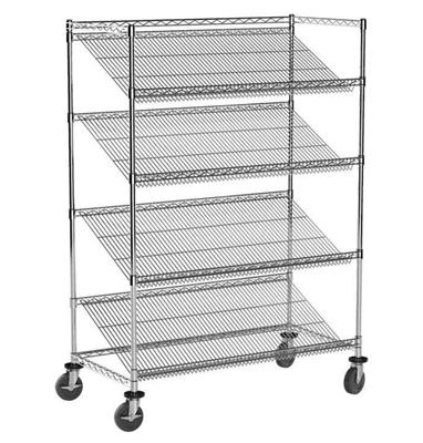 Angled Shelf, Wire, 36"W x 18"D, Reversible, 3‐1/4" Up‐Turn on front, 1‐1/4" up‐turn on Rear, For An