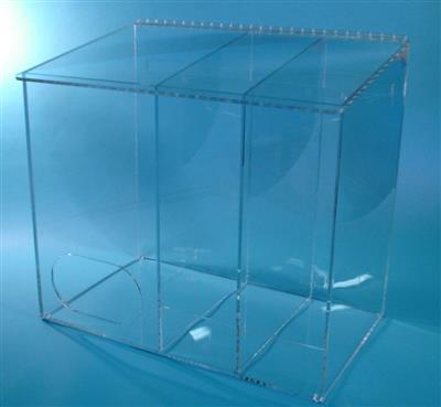Extra Large Dispenser with 3 Compartments- 1/4" Clear Acrylic  20" W x 18" H x 12" D 1/EA