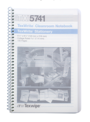 White, Cleanroom spiral notebook, 5.5" x 8.5", polyethylene covers, plastic spiral, 10/CS