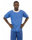 Blue SMS Soft Scrub Short Sleeve Shirt, Round Hemmed Neck, 4XL, 30/CS